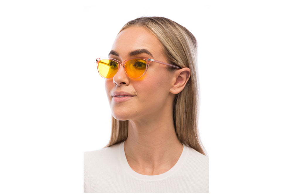 Man Wearing Melissa Light Sensitivity Glasses Readers