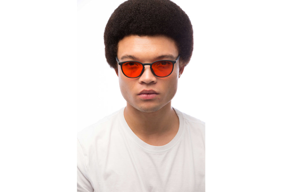 Man Wearing Echo Blue Light Blocking Glasses Prescription